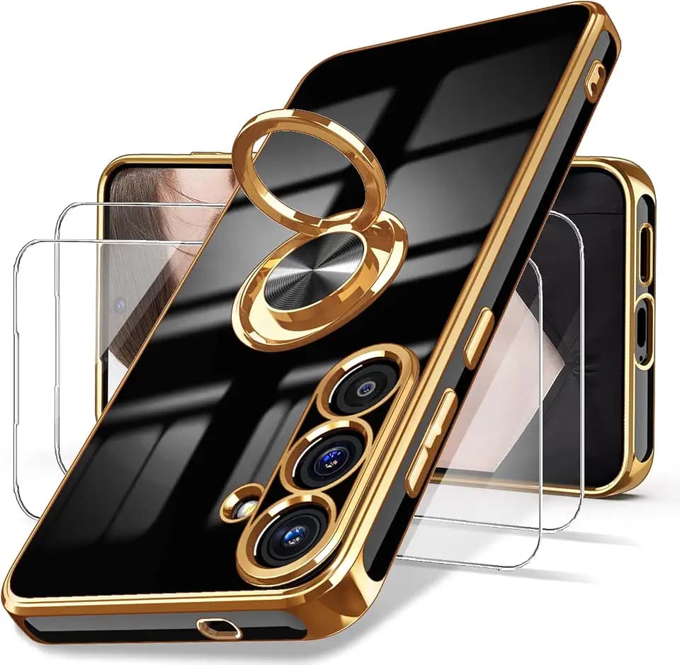 Dretal for Samsung Galaxy S25 FE 5G Case Rotate Magnetic Kickstand,Black