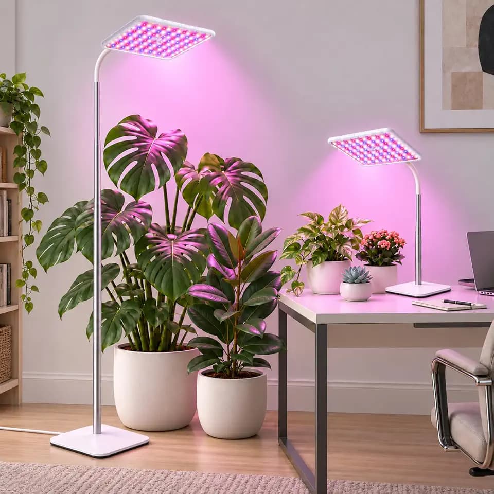 BESTVA 18W Desk & Floor LED Grow Light for Indoor Plants, Telescoping Stand