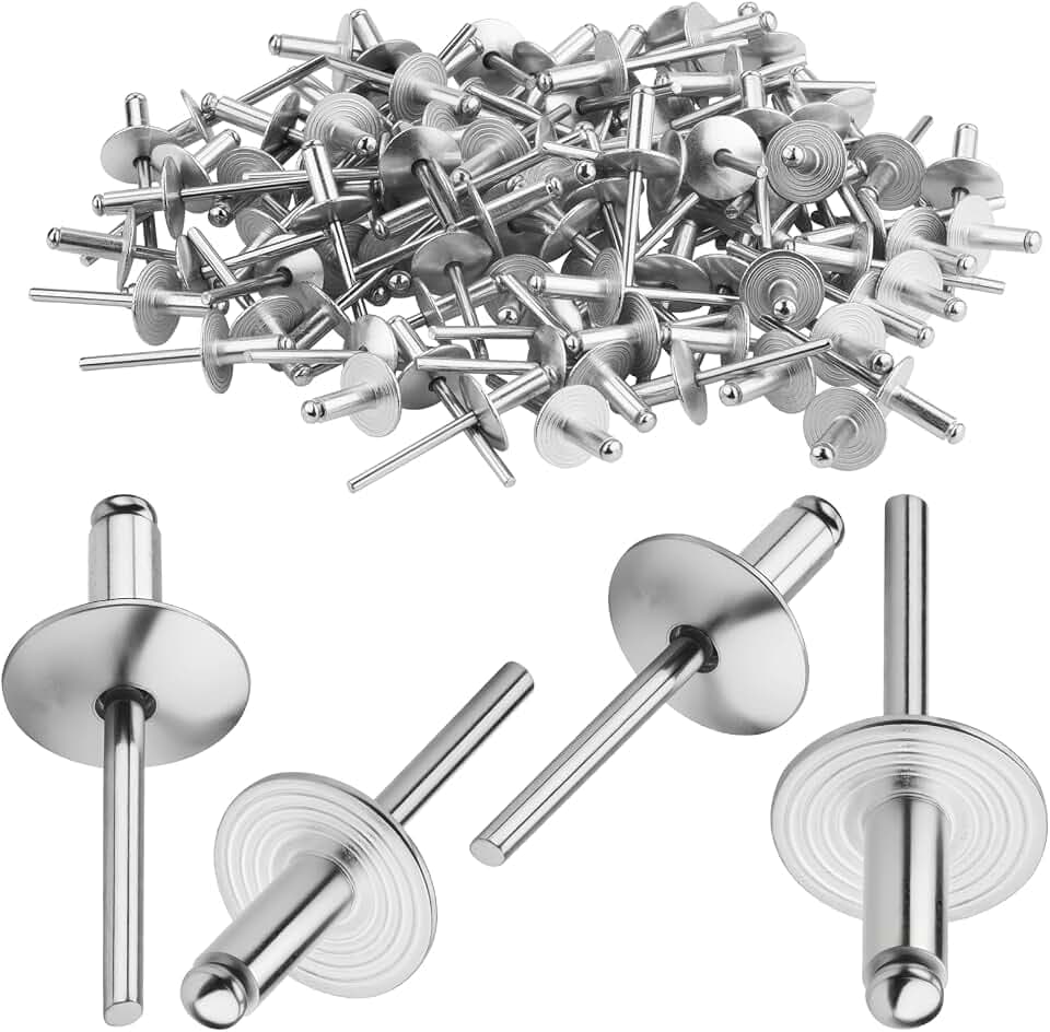 4,8x10 mm Blindnieten mit Großem Flansch 120 Stück Kuppelkopf Popnieten Silber Blindnieten 4,8 mm Alu Nieten für Holzbearbeitung Möbel Blech Kraftfahrzeuge Mechanische Ausrüstung Industrie