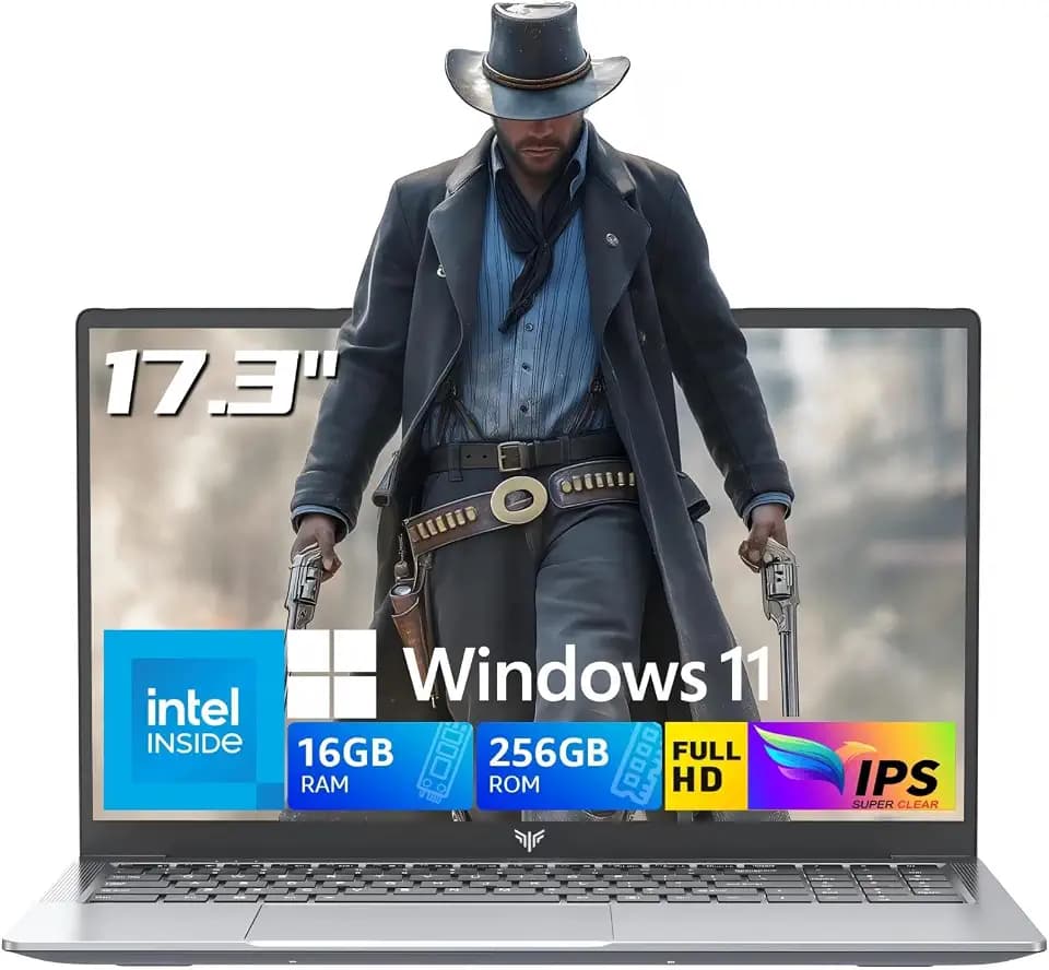 2026 Laptop with Intel-N95 Processor, 17.3 inch IPS FHD Screen Laptop Computer with Intel® UHD Graphics, 16GB RAM 256GB ROM Laptops Work Student Business Laptop, Type-C, HDMI, Webcam, 6000Mah Battery