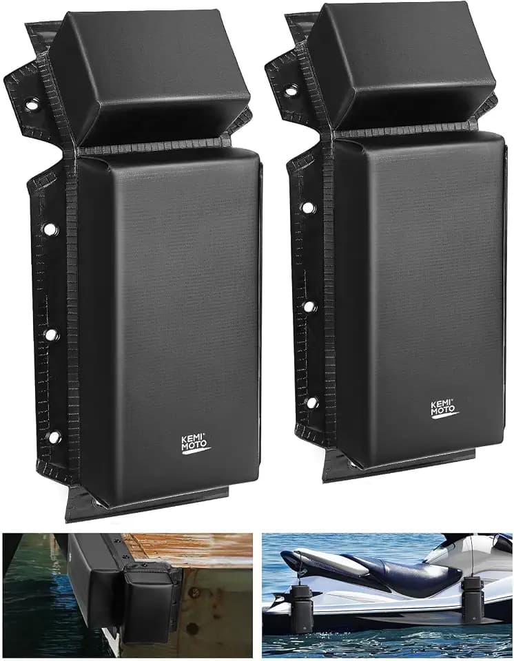 KEMIMOTO Boat Bumpers for Docking, Marine Dock Fender for Straight-Edge or Corner, Mounting Hardware Included, 2Pack PWC Fenders Boat Fenders Bumpers with 2 Ropes