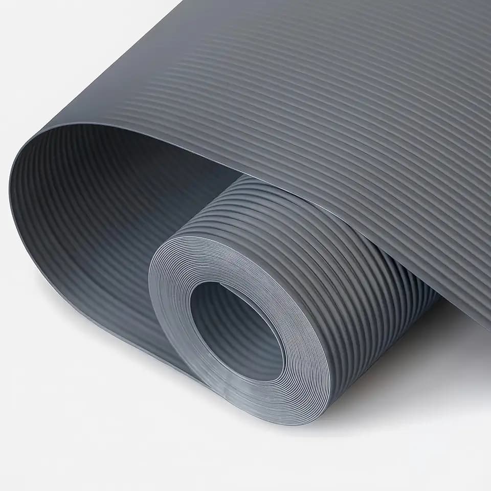 Hersvin Schubladenmatte (Übergröße) 60cmx500cm Schrankpapier Schubladeneinlage Eva Wasserfest Nicht Klebende Unterlage Teppich für Küchenschränke (Dunkelgrau/Gestreift)