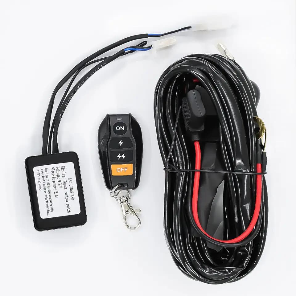 1-Lead LED Light Bar Wiring Harness Kit with Wireless Remote Control, Heavy Duty 14AWG 12V Switch Relay Cable with Inline Blade Fuse for Off-Road Truck ATV UTV SUV Fog Lights