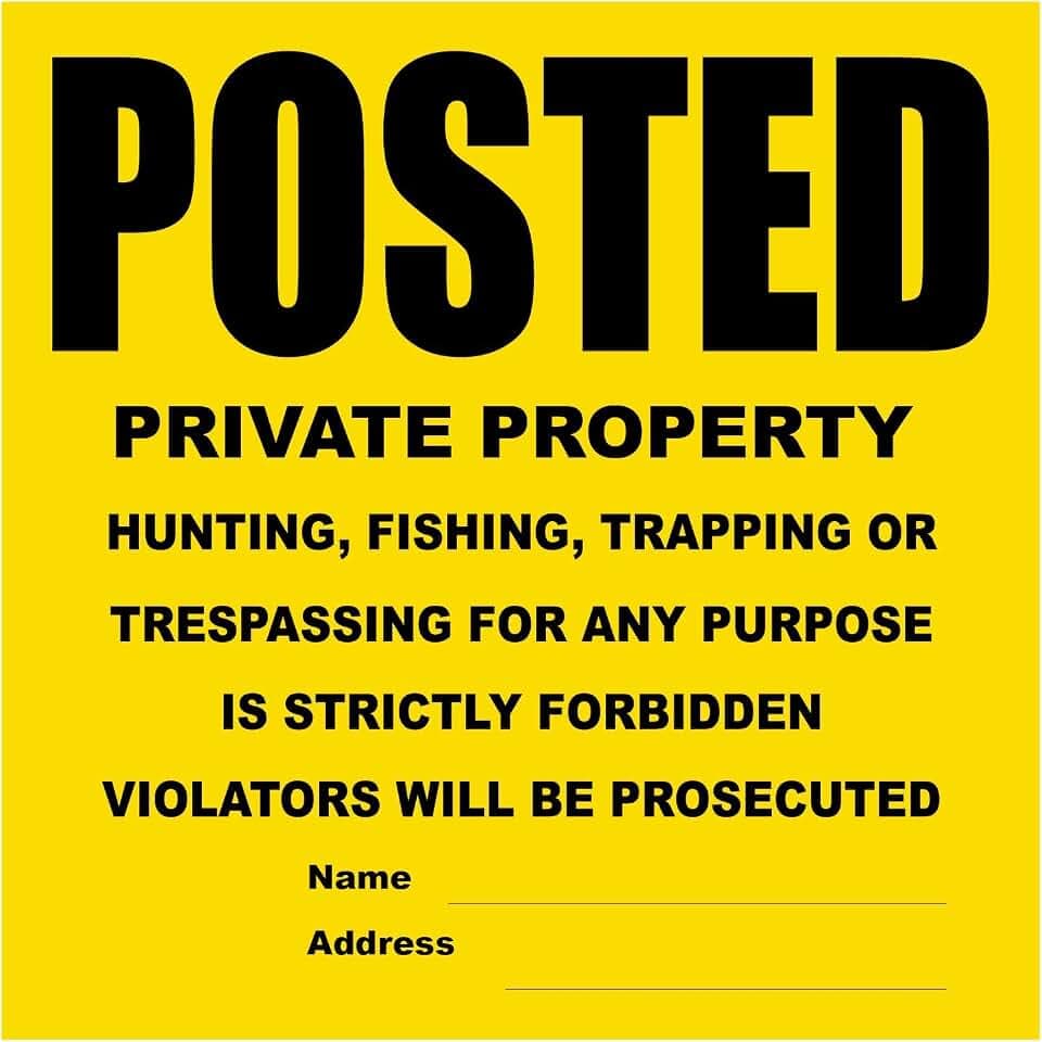 50 Per Pack Posted Yellow Private Property Sign by WristCo - 11" x 11"