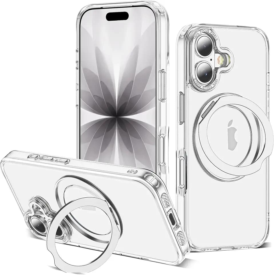 for iPhone 17 Case with 360° Spin Magnetic Stand,Clear