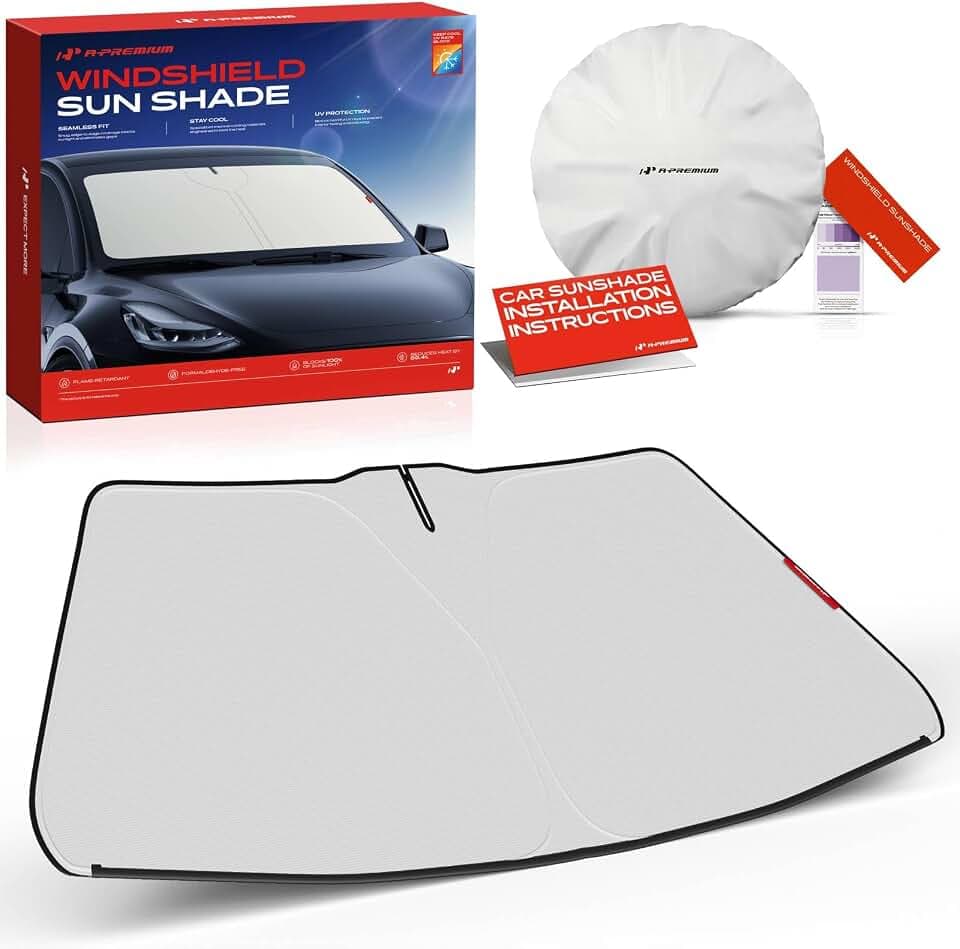 A-Premium Windshield Sunshade, Foldable Car Sun Shade with Storage Bag