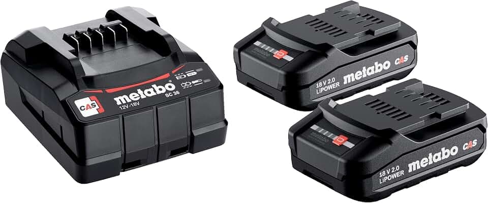 metabo Basis Set mit 2X 18V 2,0Ah Li-Power Akku & SC 36 Charger