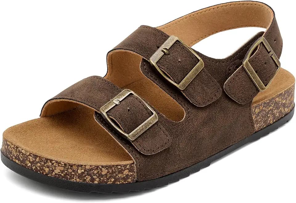 Cork Footbed Sandals for Women, Mens Sandals with Back Strap