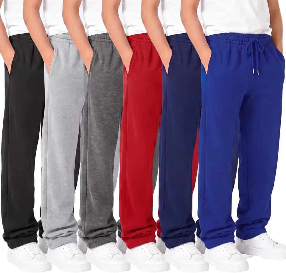 Chicingyou 6 Pack Boys Fleece Sweatpants Youth Open Bottom Pants