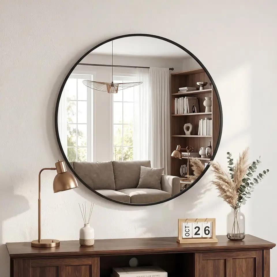 DUMOS 24 Inch Round Wall Mirror, Bathroom Mirrors for Over Sink