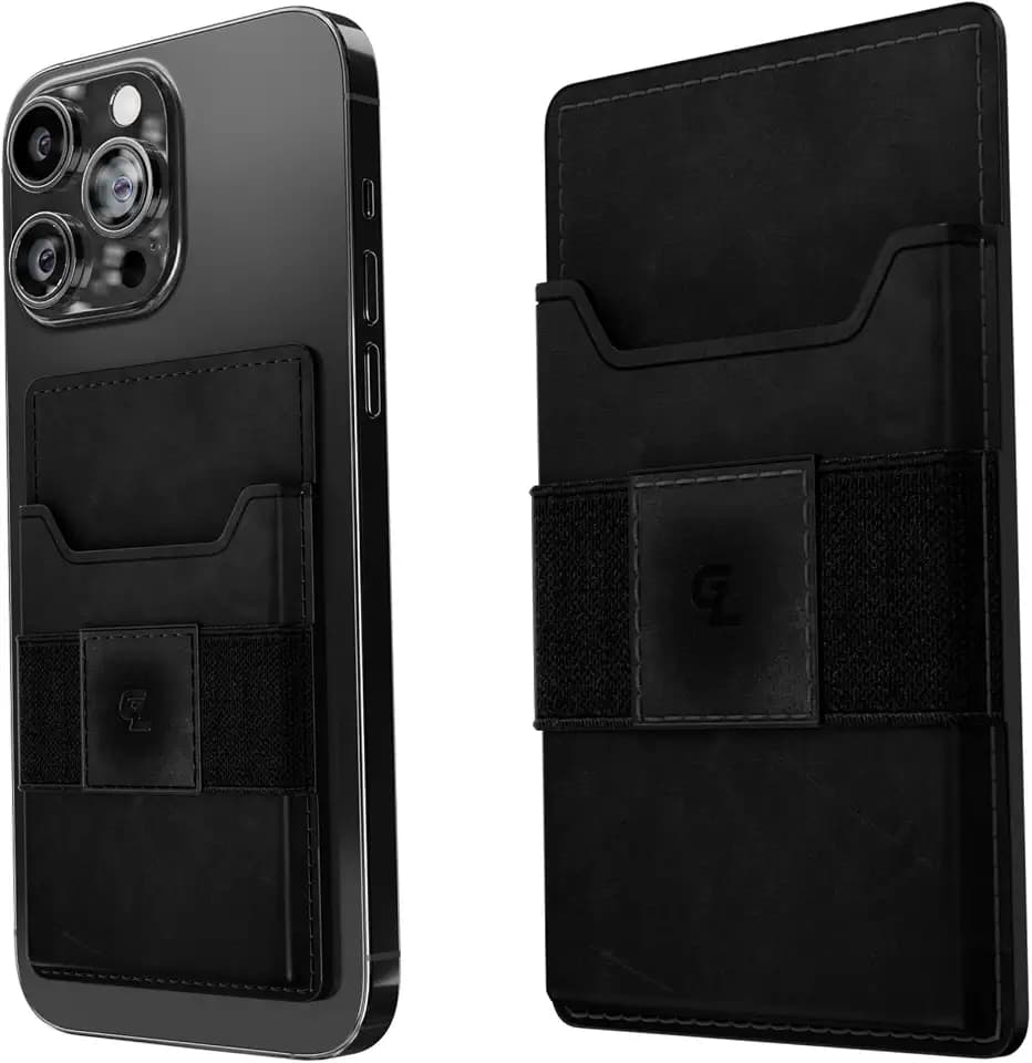 Groove Life Groove Wallet Go, Black Leather Attachment Card Holder for Men