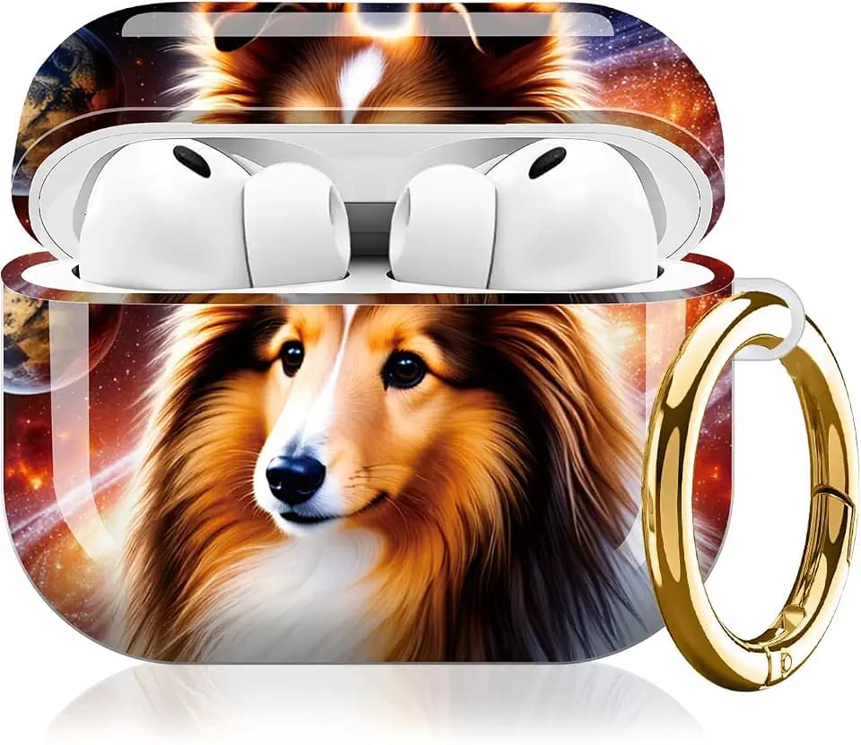 Case Compatible with AirPod Pro 3 Generation,Cute Full Protection Hard Cover with Keychain for Women Girl,Shockproof Case for Airpod Pro 3rd Gen 2025(Cosmic Collie Starry)