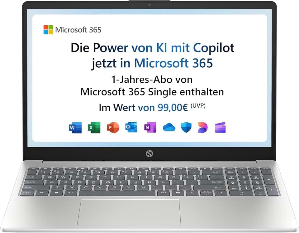 HP Laptop | 15,6" FHD Display | Intel N100 | 4 GB DDR4 RAM | 128 GB UFS | Intel UHD Graphics | Windows 11 Home im S-Modus | QWERTZ | Natural Silver