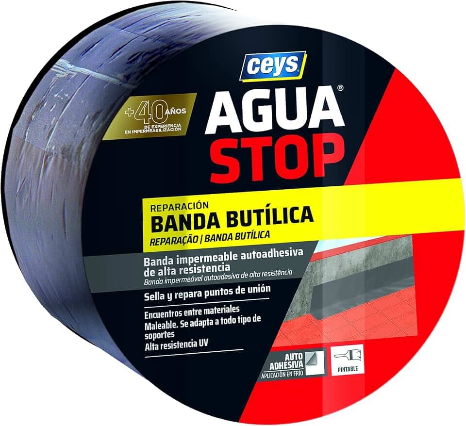 AGUASTOP BANDA IMP. BUTILO GRIS 10CMX10M