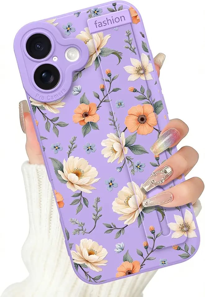 ZIYE for iPhone 17 Case with Wrist Strap Kickstand, Purple