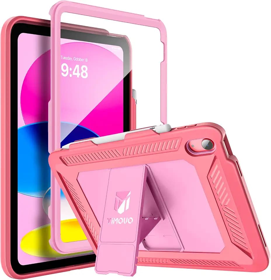 TiMOVO Rugged Case for iPad A16 11th Gen 11" & 10th Gen 10.9",Pink + Melon