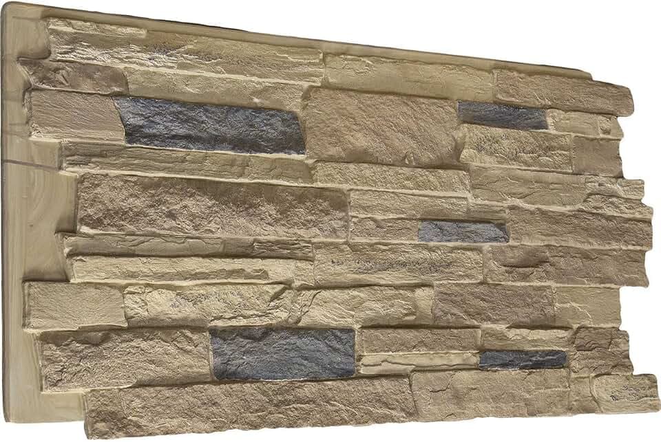 Ekena Millwork 49"W x 25 1/2"H x 1 1/4"D Acadia Ledge Stacked Stone, StoneWall Faux Stone Siding Panel, Colfax