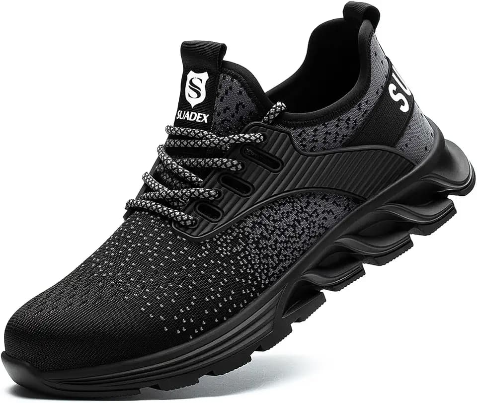 SUADEX Steel Toe Sneakers for Men Women Indestructible Work Safety Shoes Lightweight Comfortable Slip Resistant Composite Toe