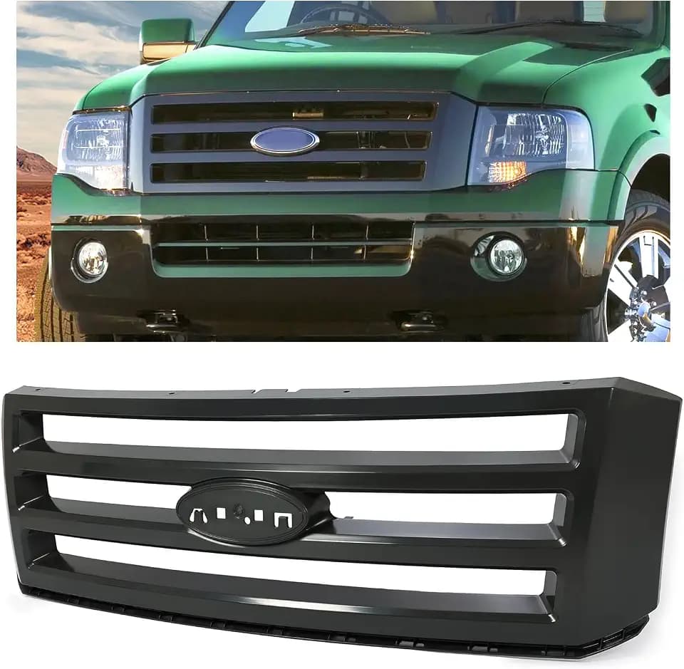 HECASA Grille Grill Compatible with Expedition Bumper Grill Assembly Dark