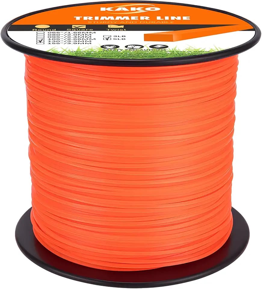 KAKO 130 Trimmer Line, 130 Weed Eater String, Weed Wacker String .130, Square String Trimmer Line .130 Inch-720 Ft-5 Lb, Commercial Nylon 0.130 Trimmer Line Fits Most String Trimmers(Square)