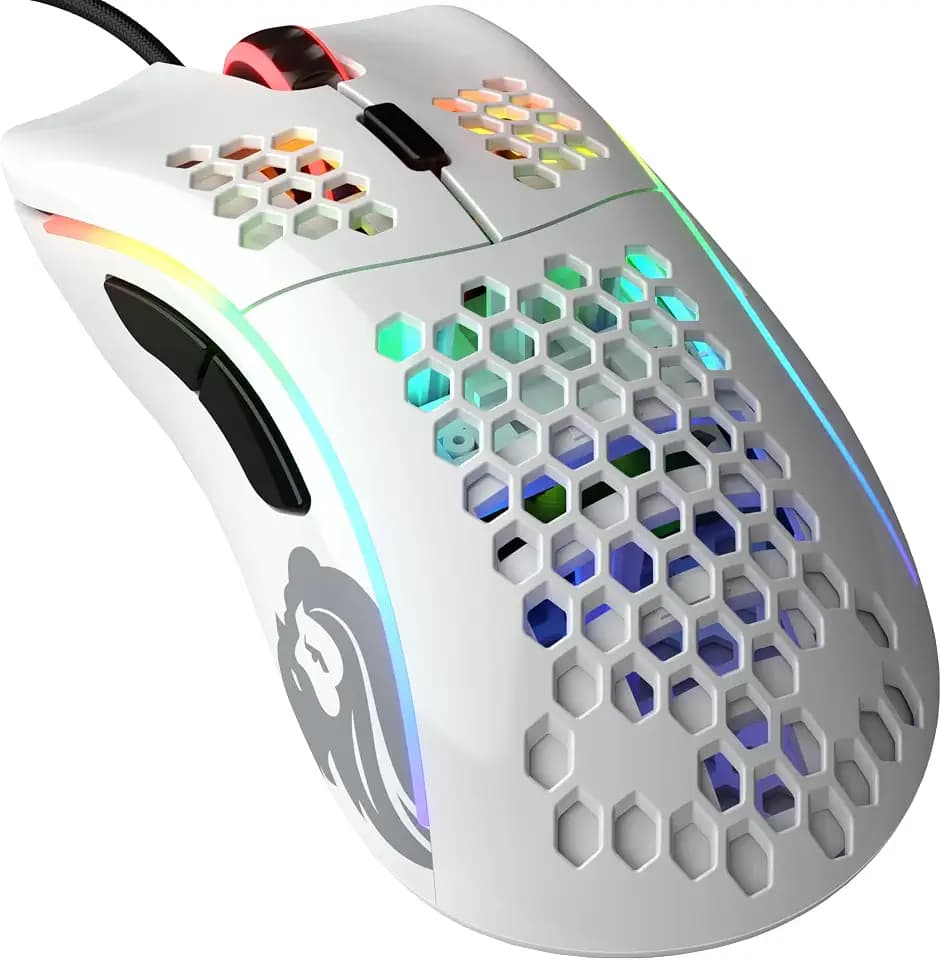 GLORIOUS Model D Kabelgebundene Gaming-Maus, 68g, Sensor 3360, Glanz Weiß