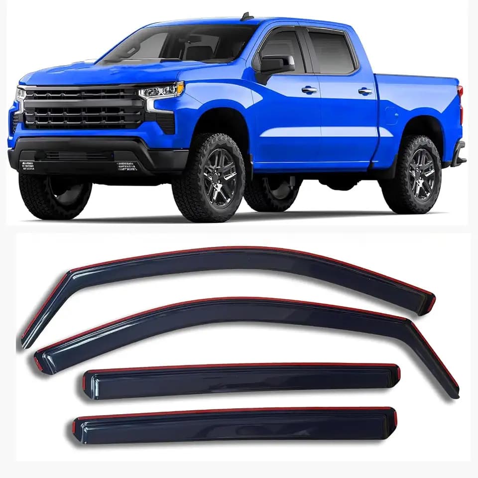 in-Channel Window Visor Rain Guard for 19-26 Silverado Sierra 1500 Crew Cab