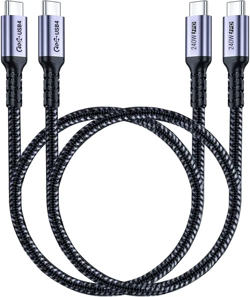 USB 4 Cable 1.5FT, 2 Packs, 240W Fast Charging, 40Gbps Data Transfer