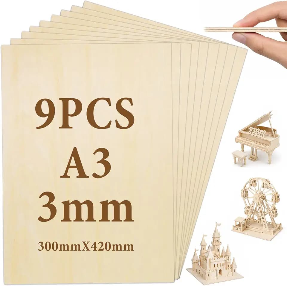 9 x A3 Sperrholz 3mm, 420mm x 300mm Sperrholzplatte