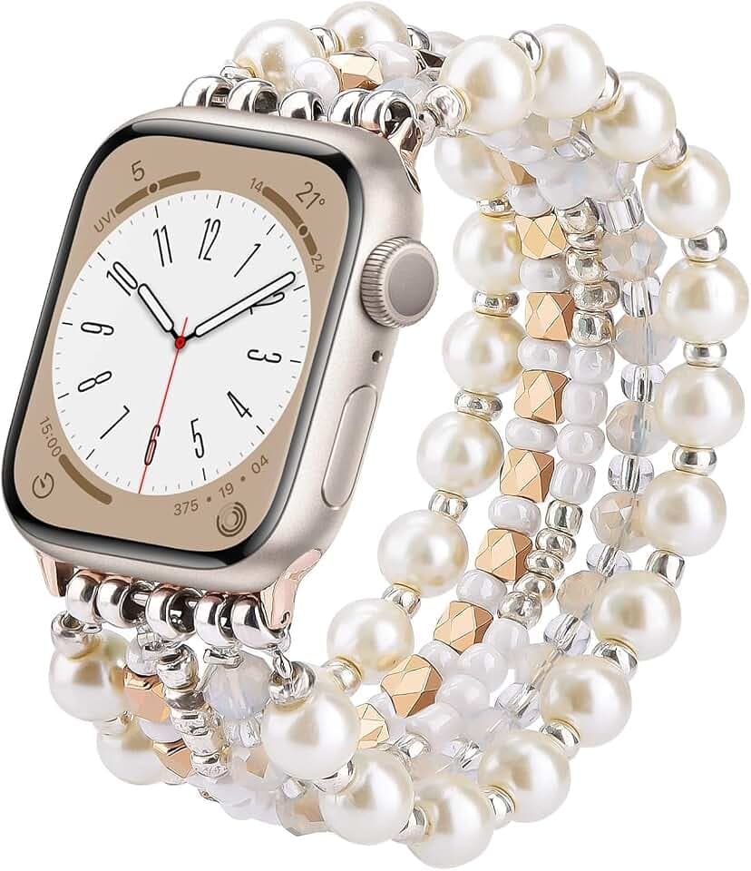 V.R.HOPE Perlen Ersatzarmband für Apple Watch 40mm 41mm 42mm 38mm Damen