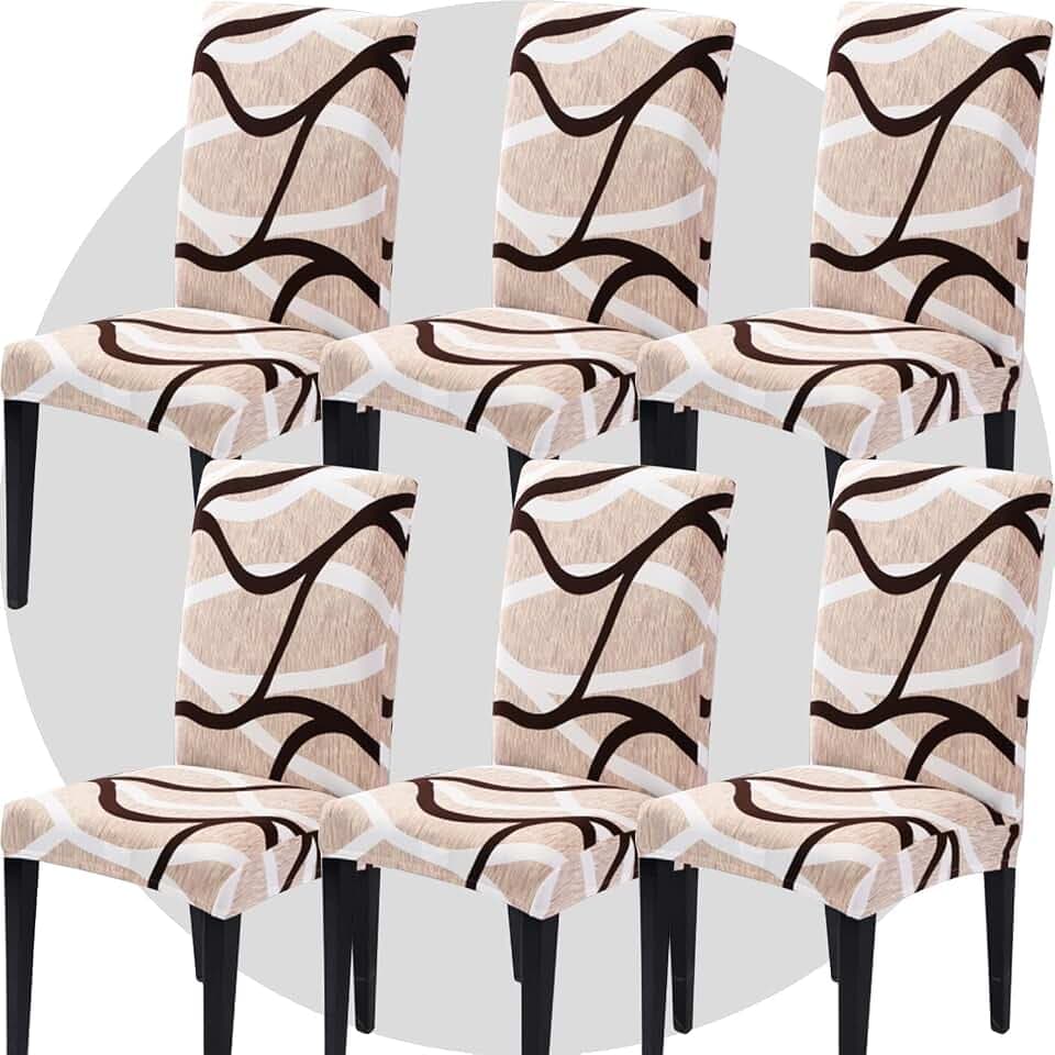 Stretch Chair Covers Slipcovers Set of 6 Printed Stretchable Dining Chair Slipcover Washable Removable for Kitchen,Hotel,Restaurant