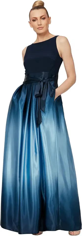 S.L. Fashions Women's Sleeveless Long Satin Mother of The Bride Dress with Pockets, Formal Party Gown