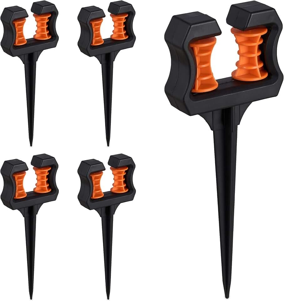 Relaxdays Schlauchführung 5er Set, Gartenschlauch Eckführung, schwarz
