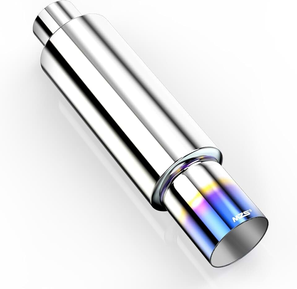 MZS Exhaust Muffler 3" Inlet (OD) 4" Outlet Exhaust Tips Titanium Burnt
