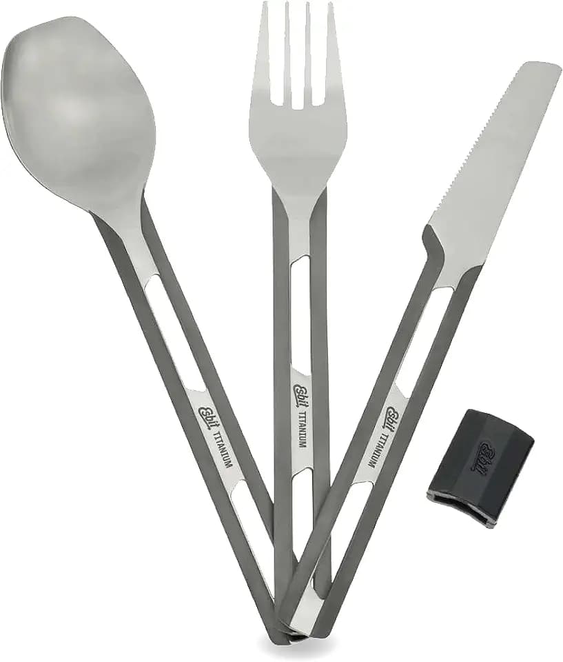 Esbit Titan Besteck Set - ultraleichtes Besteckset aus Titan - bestehend aus Messer, Gabel und Löffel