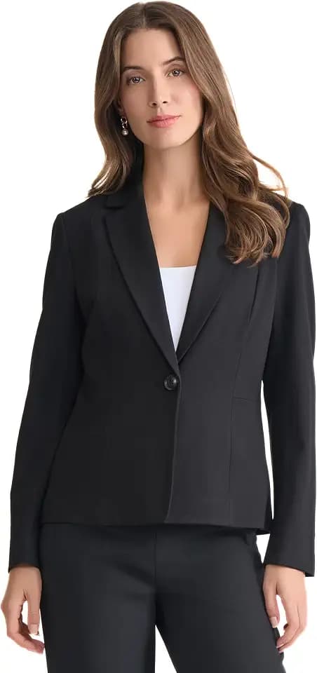 Kasper Womens Stretch Compression One Button Blazer