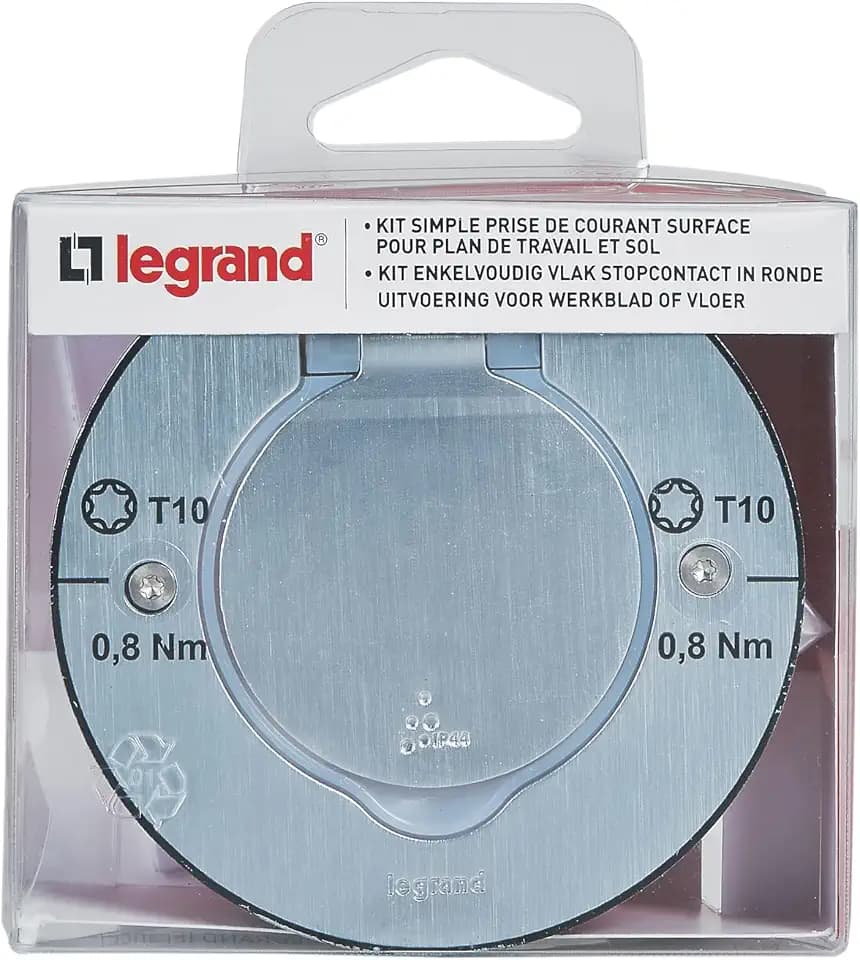Legrand - Set Bodensteckdose rund Edelstahl wasserdicht IP44 mit Klappe + Einbaudose