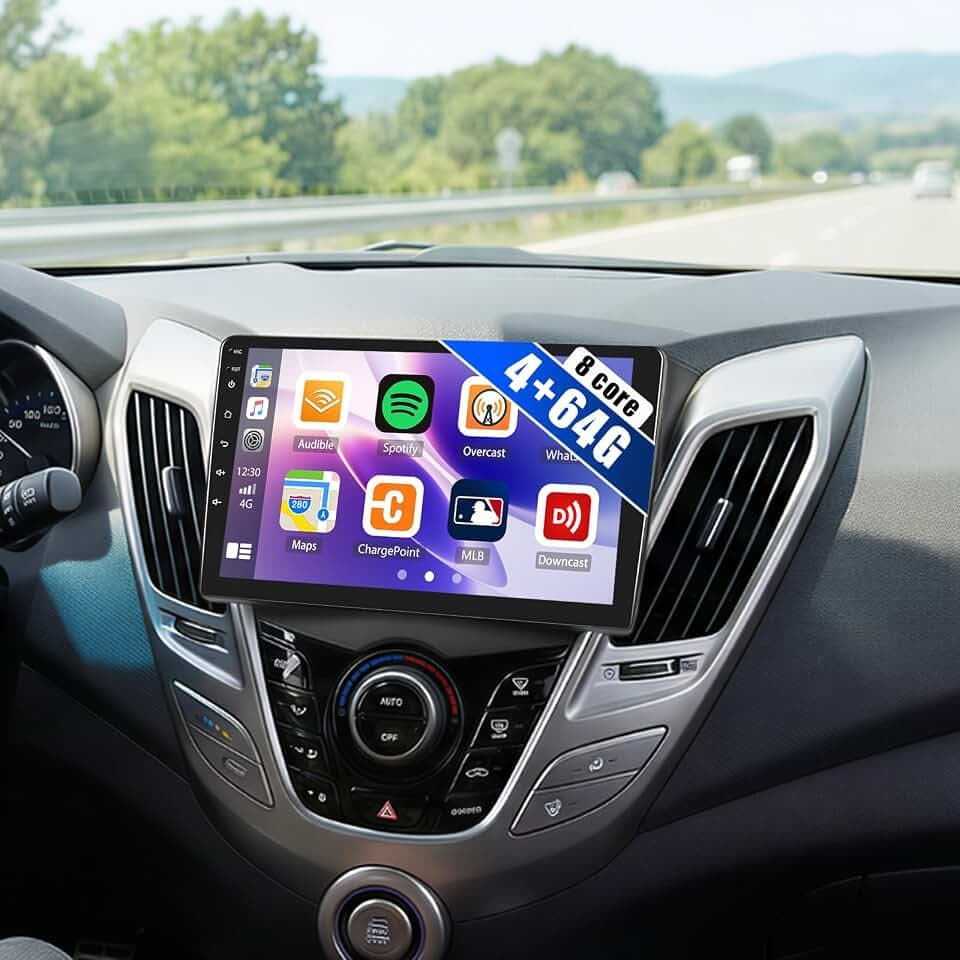4G+64G 8 Core for Hyundai Veloster 2011-2017 Android 15 Car Stereo, 9" Touch Screen Car Radio with Carplay Android Auto Bluetooth,32EQ/FM/RDS,GPS,DSP,WiFi, 59 UI + AHD Backup Camera