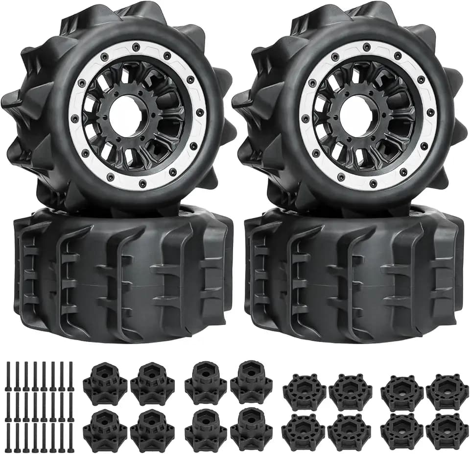 LRFHL Paddle Tires 2.8" RC Tires with 14mm/12mm Hex Adapter for 1/10 RC Car