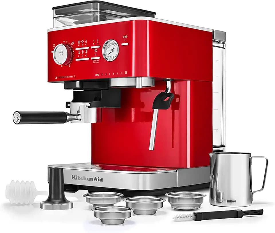 KitchenAid Siebträgermaschine mit Mahlwerk Liebesapfelrot