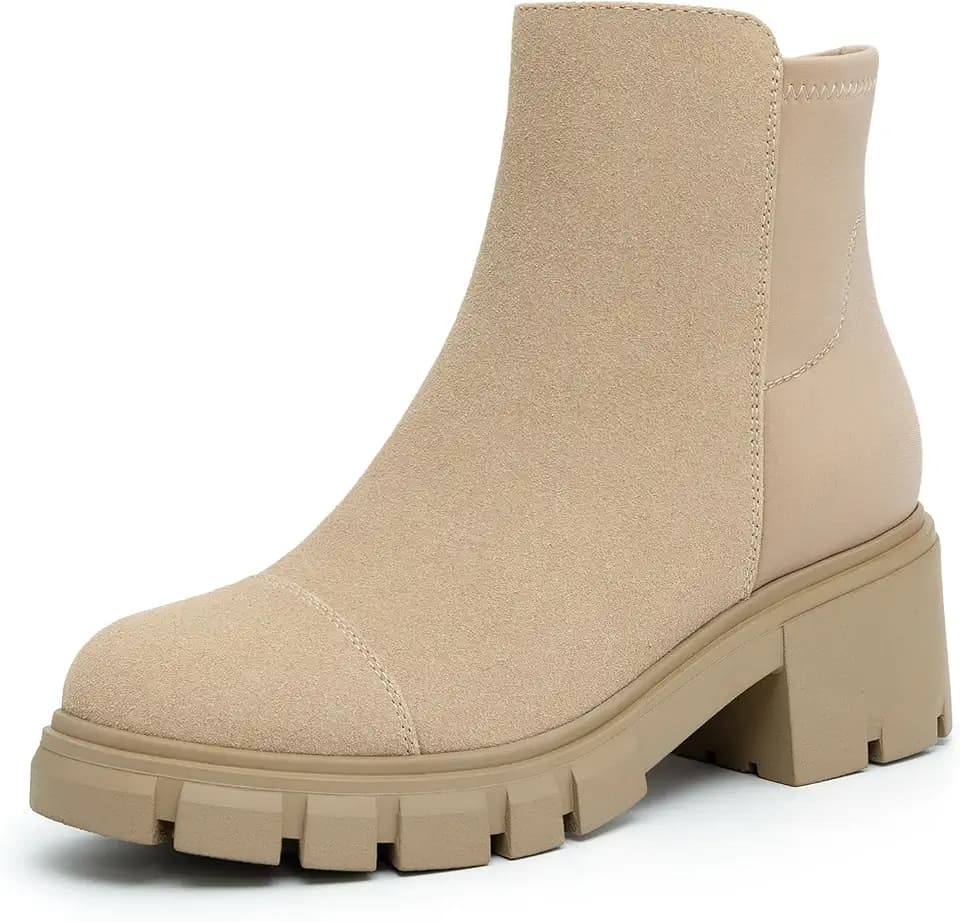 Athlefit Women's Chunky Heel Slip On Chelsea Ankle Booties