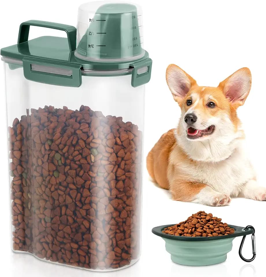 3 Lbs Pet Dog Food Storage Container for Bird Seed Rice Flour - Pine Green