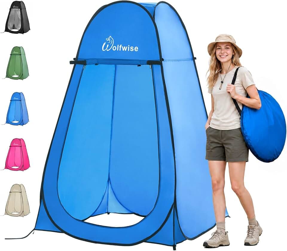 WolfWise Pop Up Shower Tent for Camping Essentials, Compact & Lightweight