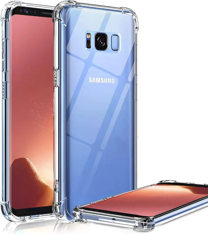 KIOMY Clear Case for Samsung Galaxy S8, Shockproof Bumper Protective Cell Phone Back Cover with Airbags Corners, TPU Silicone Flexible Cute Case Transparent