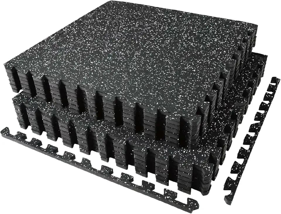 AIRHOP 12 Matten 60x60x1,4cm Extra Dicke Robuste Gummierte, rutschfeste Puzzlematte, Geeignet Für Fitnessstudio Und Heimfitness, Schwere Trainingsbelastung, Bodenschutzmatte Fitness