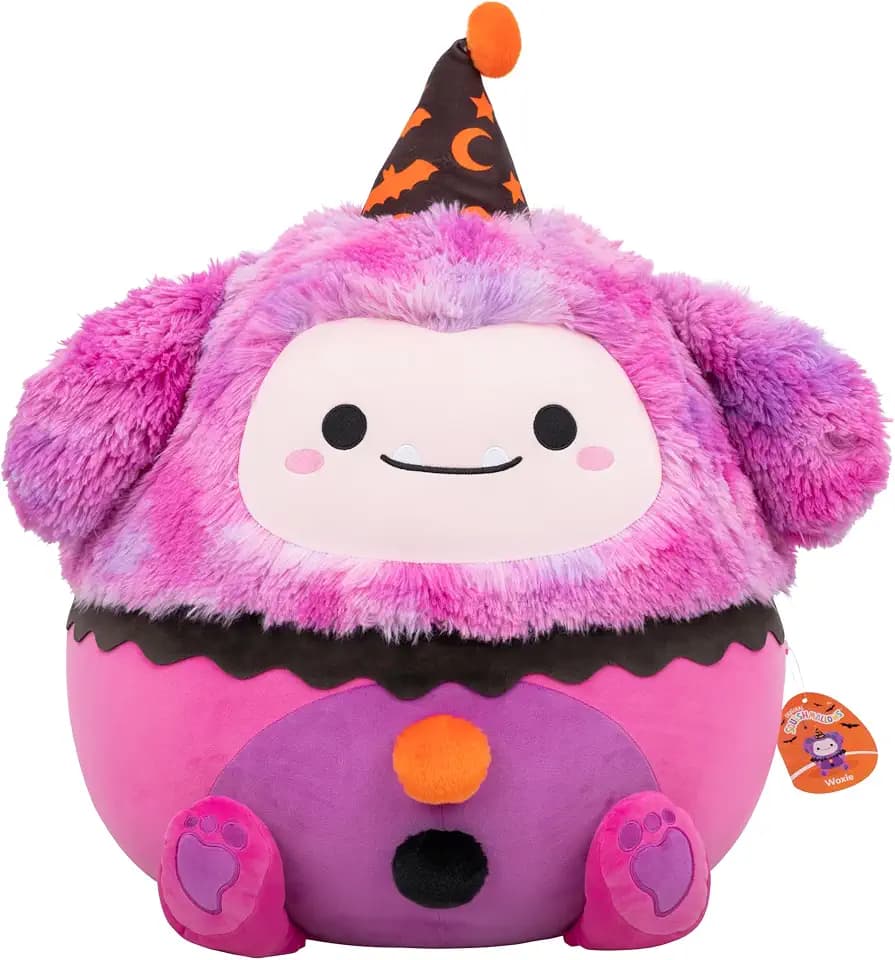 Squishmallows Original 20in Woxie the Magenta Bigfoot in Clown Costume – Official Jazwares Halloween Plush (Jumbo)