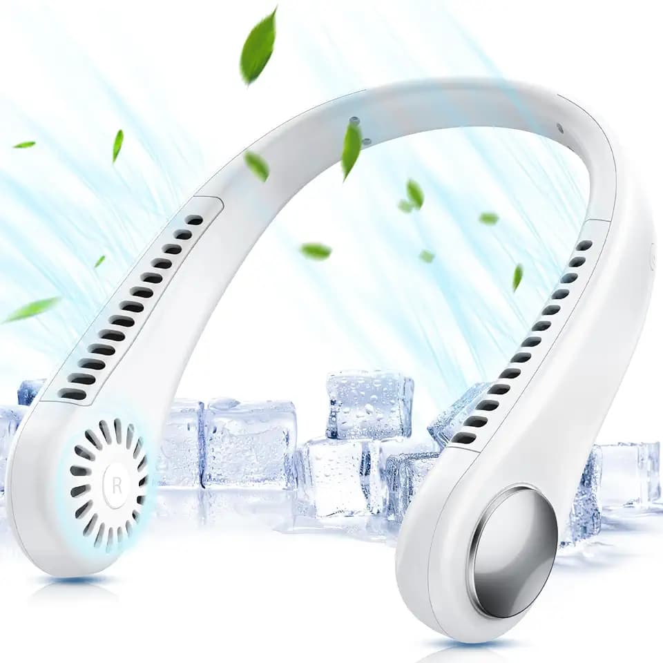 Halsventilatoren,Tragbarer Nackenventilator, Freihändiger Flügelloser Mini Ventilator mit 360° Kühlendem Luftstrom, Wiederaufladbarer USB Nackenventilator mit 3 Windgeschwindigkeiten für Sport Freien