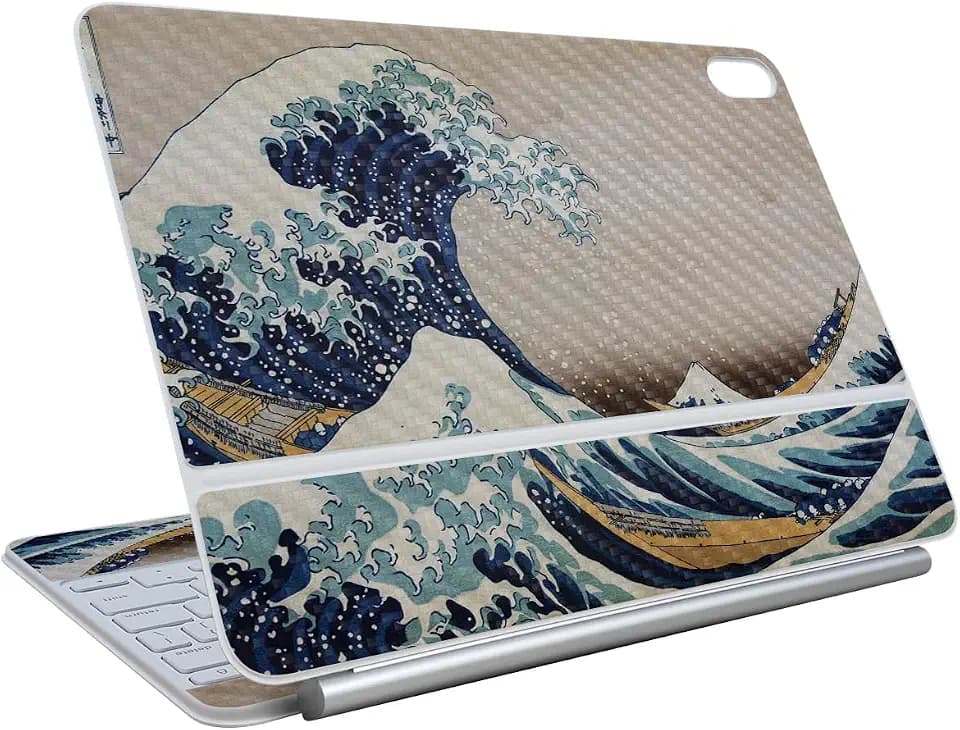 Carbon Fiber Skin Compatible with Apple Magic Keyboard for iPad Air 13-inch (M3) 2025 - Great Wave of Kanagawa - Premium 3M Vinyl Protective Wrap Decal Cover - Easy to Apply | MMade in The USA