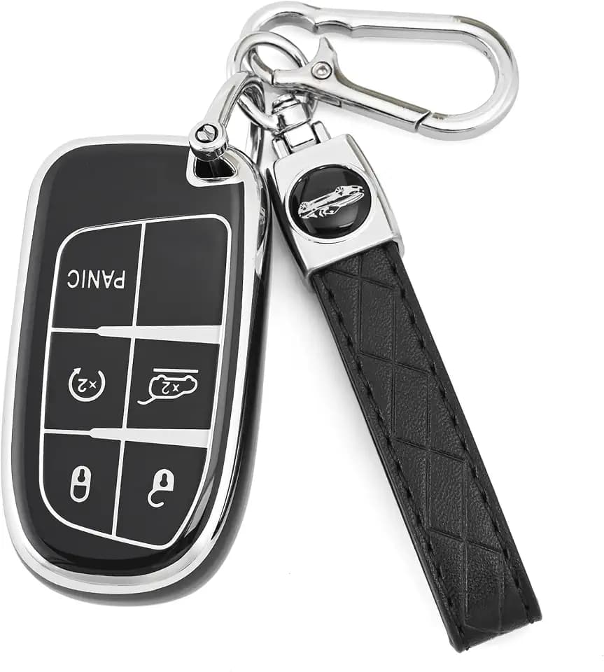 Key Fob Cover for Dodge Jeep - Soft TPU Protection Case with Keychain