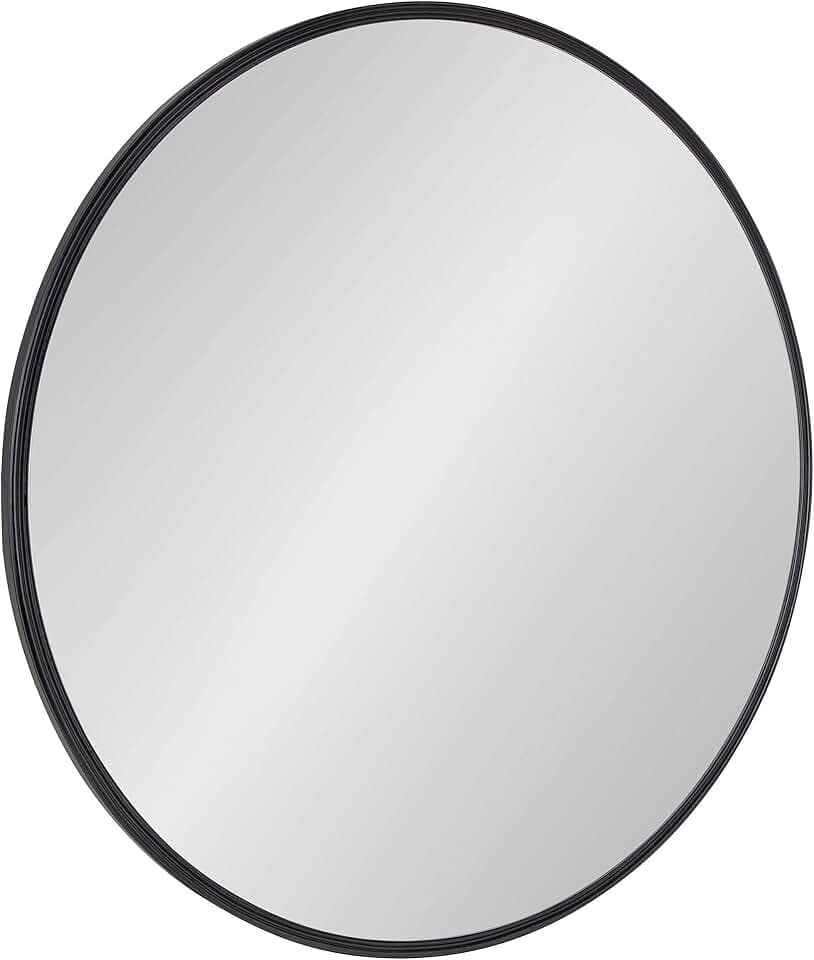 Kate and Laurel Caskill Modern Wall Mirror, 30", Black, Chic, Circular Mirror for Wall Decor