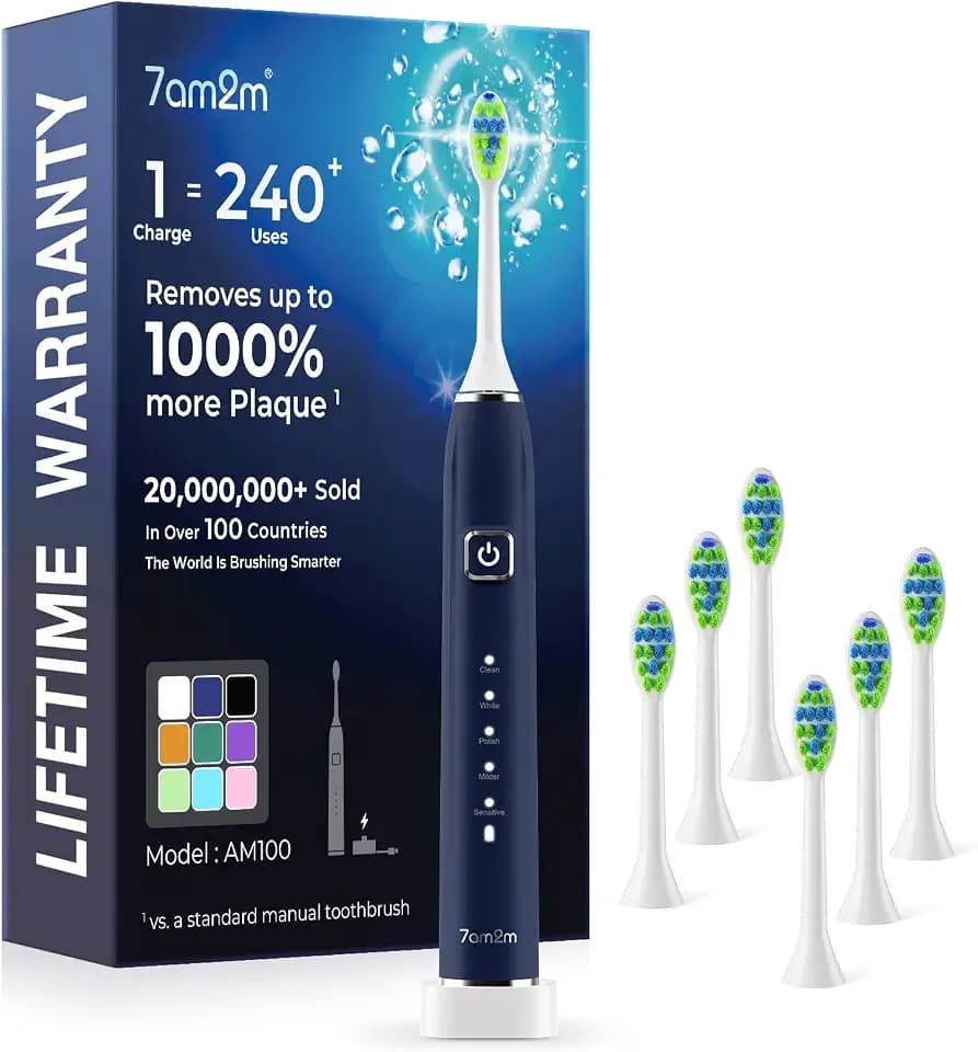 7AM2M Sonic Electric Toothbrush for Adults & Kids, One Charge for 120 Days